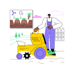 Lawn aeration abstract concept vector illustration. Restore lawn, overseeding service, absorb air and water, grass fertilization, aeration machine, garden maintenance, landscape abstract metaphor.