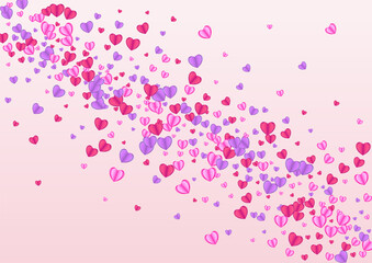 Fototapeta na wymiar Pinkish Heart Background Pink Vector. Birthday Frame Confetti. Fond Volume Backdrop. Purple Heart Rain Texture. Red Drop Illustration.