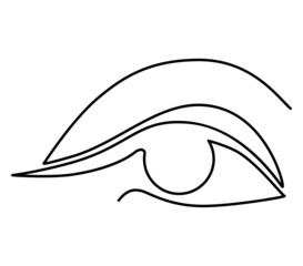 Naklejka na ściany i meble Lovely female eye with long eyelashes. Continuous line drawing illustration
