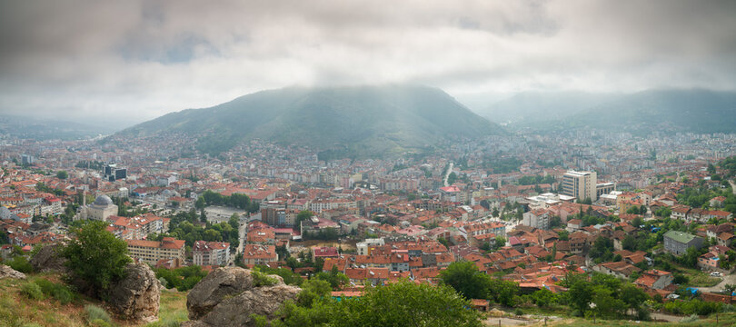 Tokat city center in summer day. Panorama of the city of Tokat in the morning. Turkey 