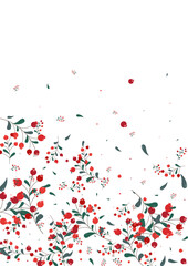 Burgundy Foliage Background White Vector. Leaf Drawn Set. Pink Herb Silhouette. November Texture. Berries Outline.