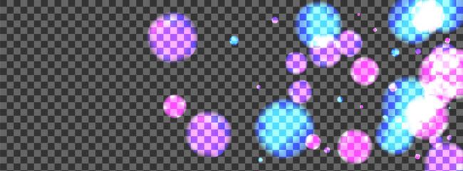 Purple Spot Background Transparent Vector. Dot Pattern Template. Ribbon Design. Blue Confetti Happy Illustration. Pink Sky.