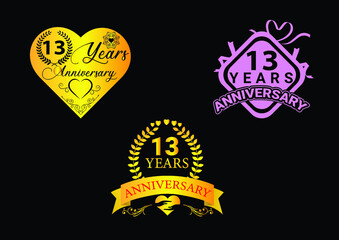 13 years anniversary celebration logo and icon design