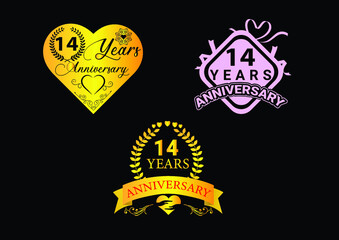 14 years anniversary celebration logo and icon design
