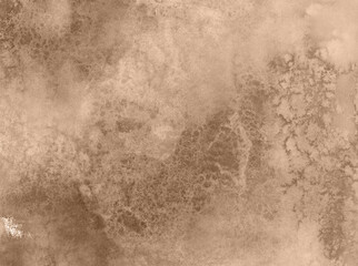 sepia hand painted watercolor abstract grunge background. Brown ink flows texture for greeting cards, wedding invitation, textile design. Old vintage style wallpaper texture, granulated structure