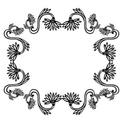 Vintage floral frame in hand drawn style. Vector ornamental decoration with cute flowers. - 466745911