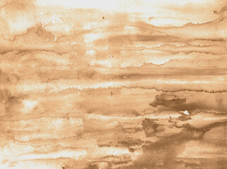 Art Abstract watercolor flow blot painting. Color brown and gold marble texture background. Alcohol ink, old paper effect. Hand painted coffee and sepia horizontal stripes
