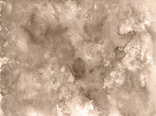 Hand painted watercolor abstract coffee and sepia colours paper. For scrapbooking, decoupage, wrapping, interior poster, postcards, wedding invitation template. 