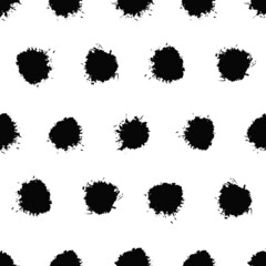Abstract seamless pattern polka dot. Black blots on white background. Pattern for fabric, wrapping