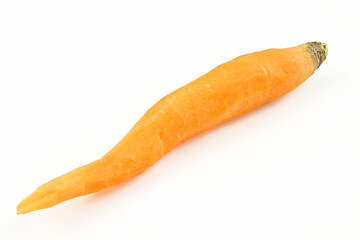 Single peeled carrot isolated on white background