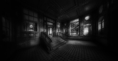 Staircase in an abandoned building