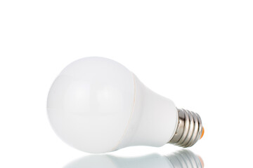 One light bulb, close-up, isolated on white.
