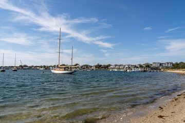 Harbor with  sailboats on Martha's Vineyard, Massachusetts