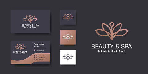 Flower beauty logo with creative unique style Premium Vector