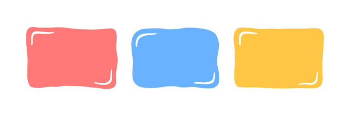 Hand drawn minimalist quote poster set. Quote frames blank template set. Isolated text box. Color empty speech bubbles. Vector illustration on white background.