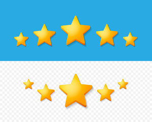 Gold stars vector illustration isolated. High quality stars with shadows for web or app