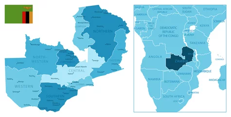 Foto op Aluminium Zambia - highly detailed blue map. © gt29