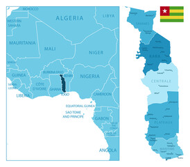 Obraz premium Togo - highly detailed blue map.