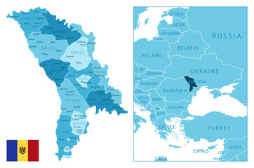 Moldova - highly detailed blue map.