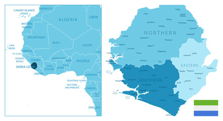Obraz premium Sierra Leone - highly detailed blue map.