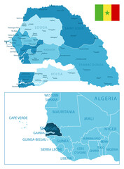 Obraz premium Senegal - highly detailed blue map.