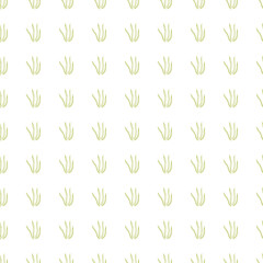 Tropical doodle grasss seamless pattern isolated on white background.