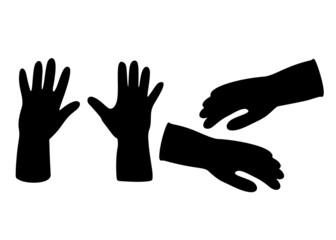 Hand gloves in a set. Vector image.