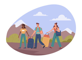 Traveler with suitcase