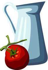 vector illustration, still life, tomato, vegetable, red