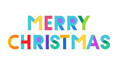 Holiday Lettering, Merry Christmas text Vector illustration Flat font color
