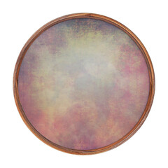 Wooden frame. Empty brown square frame with abstract fill texture isolated on white background. Round frame. Blank frame. Signboard mockup. Old frame.