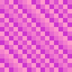 Seamless pattern of squares of different shades of pink, arranged diagonally. Vector design.