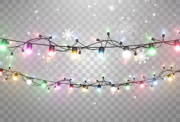 Vector illustration of a light garland on a transparent background.	
