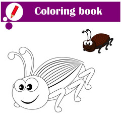 Coloring pages. Cute brown cockroach