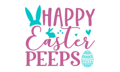 Fototapeta premium Hand drawn lettering Easter as Easter logo, badge, icon, Hand-drawn black phrase on white background, Vector font illustration, Holiday sign 