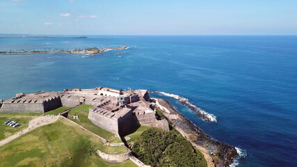 Aerial view of Castillo San Felipe del Morro, the Spanish fort in San Juan, Puerto Rico.