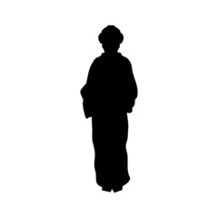 Silhouette of woman in national asian costume.