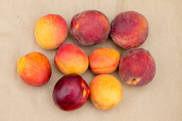 Ripe peach, apricot, nectarine closeup