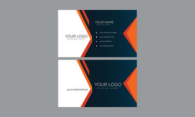 creative vector business card navy blue and orange color
