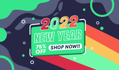 happy new year 2022 special design logo promotion for social media, vector editable