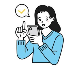 スマートフォンを操作する女性のイラスト素材