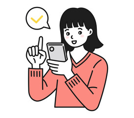 スマートフォンを操作する女性のイラスト素材