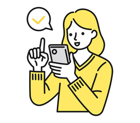 スマートフォンを操作する女性のイラスト素材