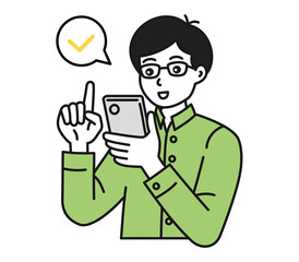 スマートフォンを操作する男性のイラスト素材