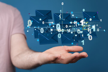  hand using mobile smartphone with email icon, Email concept, copy space