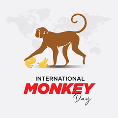 International Monkey Day. December 14. Holiday concept. Template for background, banner, card, poster with text inscription.