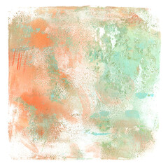 Art Abstract color acrylic and watercolor monotype painting. Gel printing plate. Canvas texture background. Isolated on white.