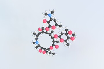 Molecule of Azithromycin. Isolated molecular model, 3D rendering