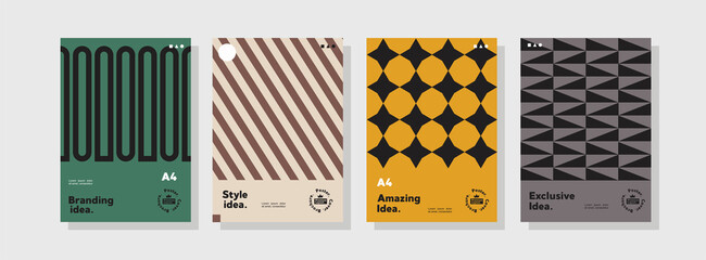 Collection of corporate identity flyer and poster templates. retro A4 vector business presentation set geometric