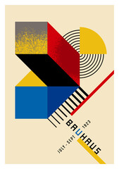 Original Abstract Geometric Bauhaus Inspired Poster Design. - obrazy, fototapety, plakaty